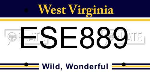 ESE889 West Virginia License Plate