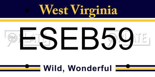 ESEB59 West Virginia License Plate