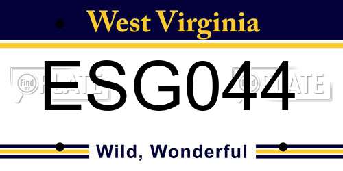 ESG044 West Virginia License Plate