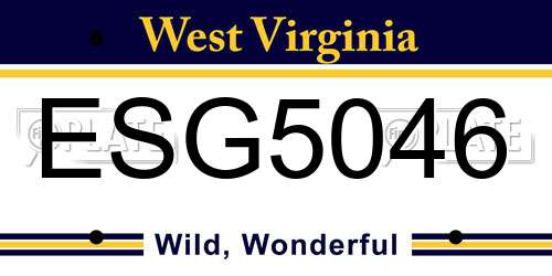 ESG5046 West Virginia License Plate