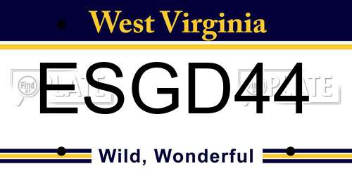 ESGD44 West Virginia License Plate