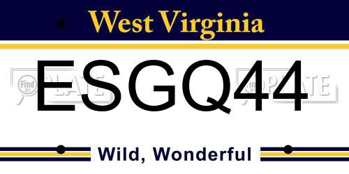 ESGQ44 West Virginia License Plate