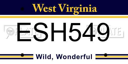 ESH549 West Virginia License Plate