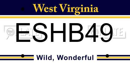 ESHB49 West Virginia License Plate