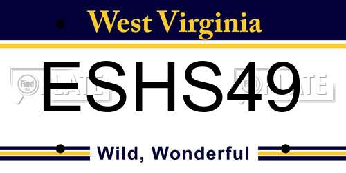 ESHS49 West Virginia License Plate