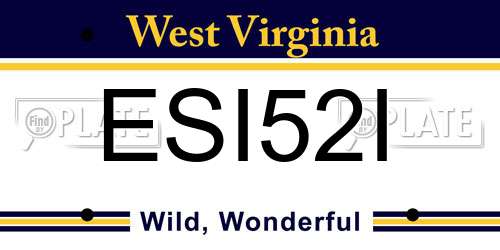 ESI52I West Virginia License Plate