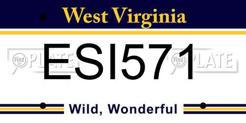 ESI571 West Virginia License Plate