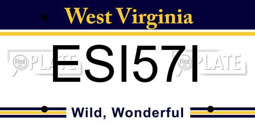 ESI57I West Virginia License Plate