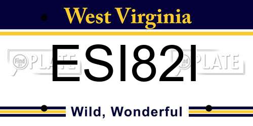 ESI82I West Virginia License Plate