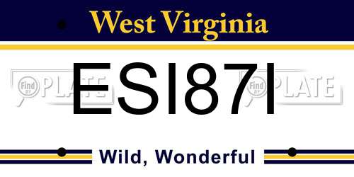 ESI87I West Virginia License Plate