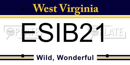 ESIB21 West Virginia License Plate
