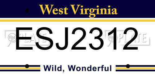ESJ2312 West Virginia License Plate