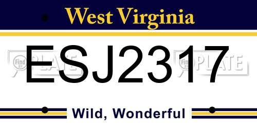ESJ2317 West Virginia License Plate