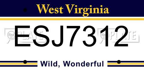 ESJ7312 West Virginia License Plate