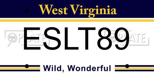 ESLT89 West Virginia License Plate