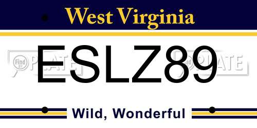ESLZ89 West Virginia License Plate