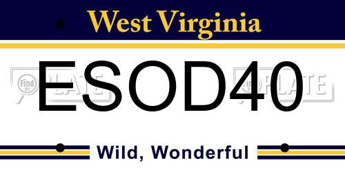 ESOD40 West Virginia License Plate