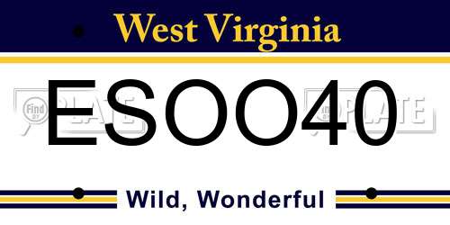 ESOO40 West Virginia License Plate