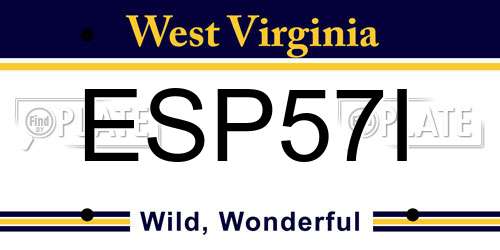ESP57I West Virginia License Plate