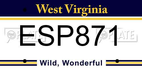 ESP871 West Virginia License Plate