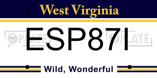 ESP87I West Virginia License Plate