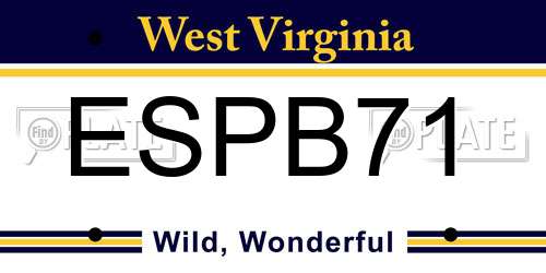 ESPB71 West Virginia License Plate