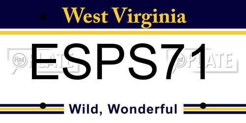 ESPS71 West Virginia License Plate