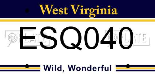 ESQ040 West Virginia License Plate