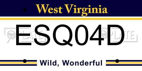 ESQ04D West Virginia License Plate
