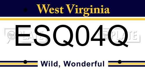 ESQ04Q West Virginia License Plate