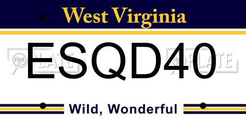 ESQD40 West Virginia License Plate