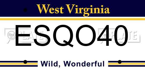 ESQO40 West Virginia License Plate