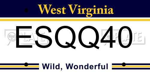 ESQQ40 West Virginia License Plate