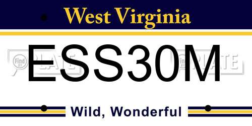 ESS30M West Virginia License Plate
