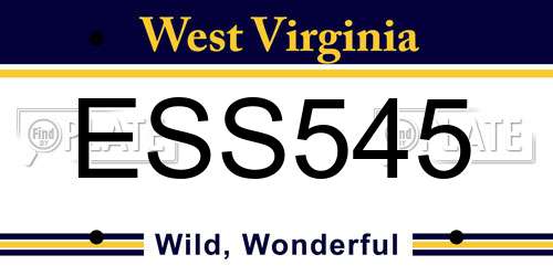 ESS545 West Virginia License Plate