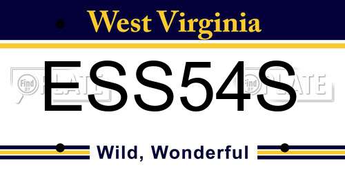 ESS54S West Virginia License Plate