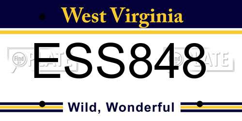 ESS848 West Virginia License Plate