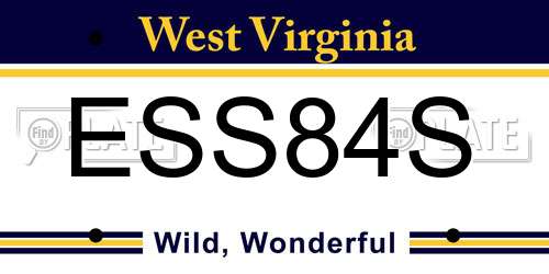 ESS84S West Virginia License Plate