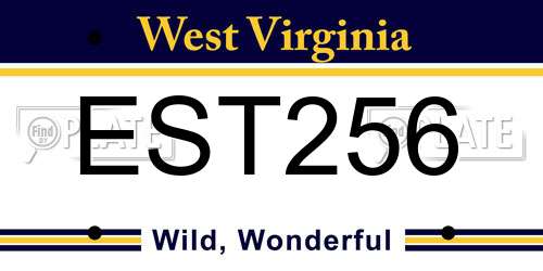 EST256 West Virginia License Plate