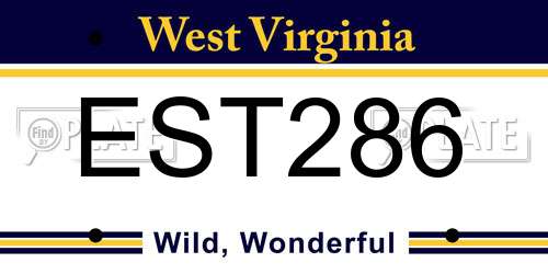 EST286 West Virginia License Plate