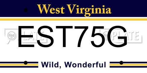EST75G West Virginia License Plate