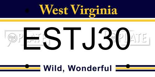 ESTJ30 West Virginia License Plate