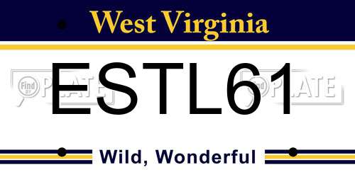 ESTL61 West Virginia License Plate