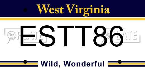 ESTT86 West Virginia License Plate