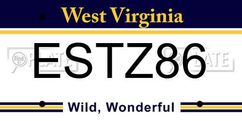 ESTZ86 West Virginia License Plate