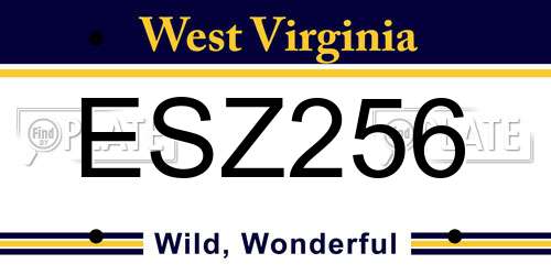 ESZ256 West Virginia License Plate
