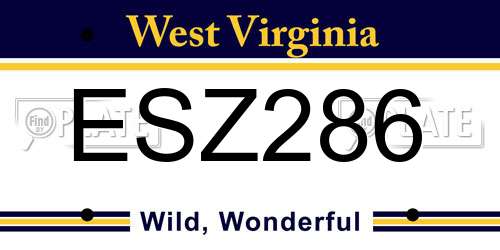 ESZ286 West Virginia License Plate