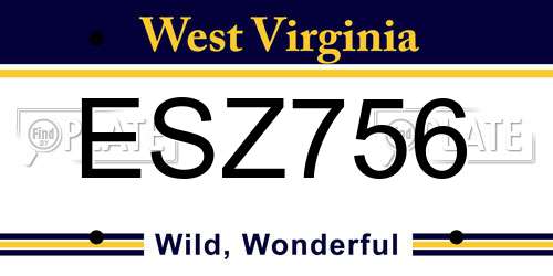 ESZ756 West Virginia License Plate
