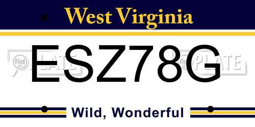 ESZ78G West Virginia License Plate