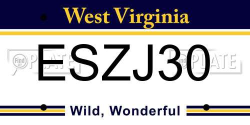 ESZJ30 West Virginia License Plate